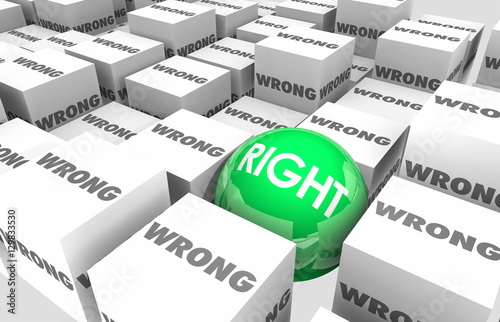 Right Vs Wrong Choice Correct Accuracy Cubes Sphere 3d Illustrat