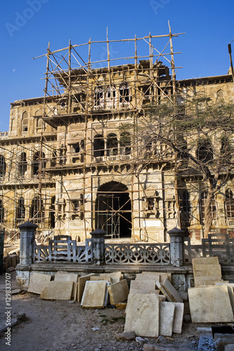 Morvi Temple (the Secretariat) an administrative building with a Hindu temple in the centre, built in the 19th century and being restored following the 1997 earthquake, Morvi, Gujarat photo