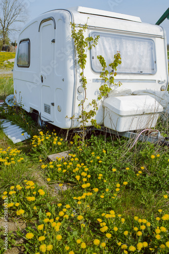 Old forgotten Travel trailer camping