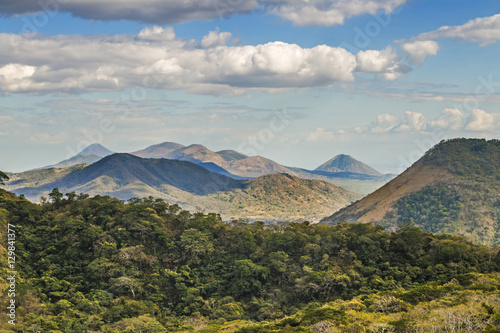 The North West volcanic chain, distant on left Momotombo, centre Rota and Las Pilas complex, on right Momotombito and Santa Clara, Leon, Nicaragua photo