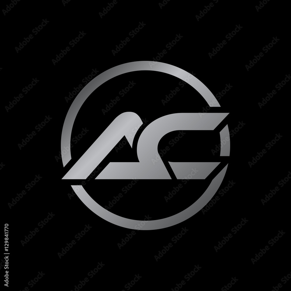 initial letter logo with circle silver color AC initial letter logo with circle silver color AC