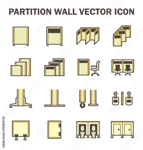 Vector icon of partition wall or divide space equipment isolated on white background.