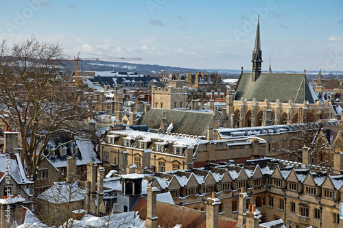 View of Oxford, above the top of Lincoln and Exeter Colleges, UK photo