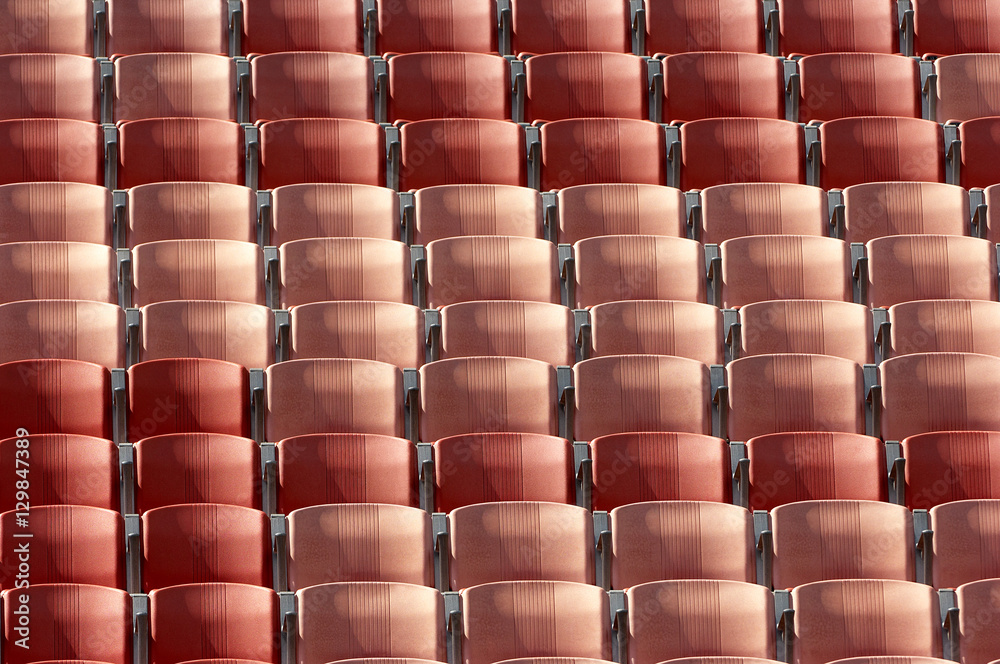 Detail shot of rows of seats at the stadium