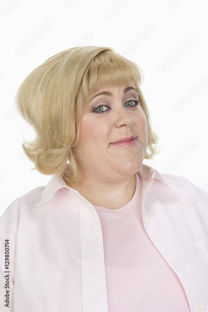 Portrait of mature woman smiling isolated over white background Portrait of mature woman smiling isolated over white background