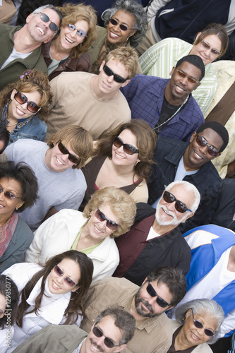 High angle view of people wearing sunglasses
