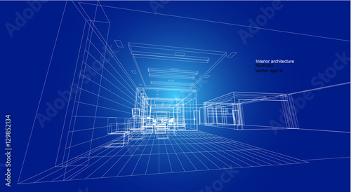 Interior architecture abstract, 3d illustration, vector