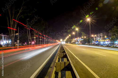 light trail at the roadside of Sri Iskandar, Perak, Malaysia