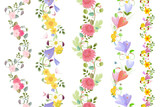 floral set of seamless borders with roses, crocus, chrysanthemum