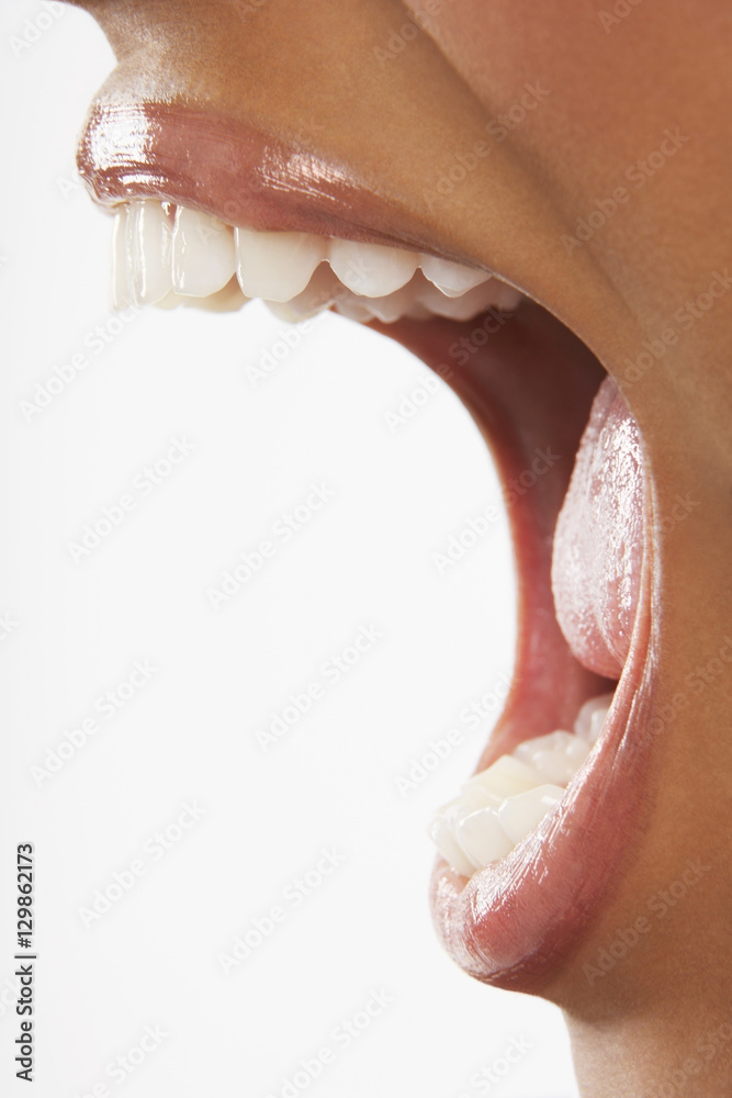 female mouth wide open