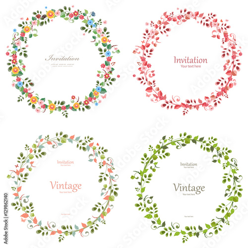 romantic floral collection of wreaths for your design.