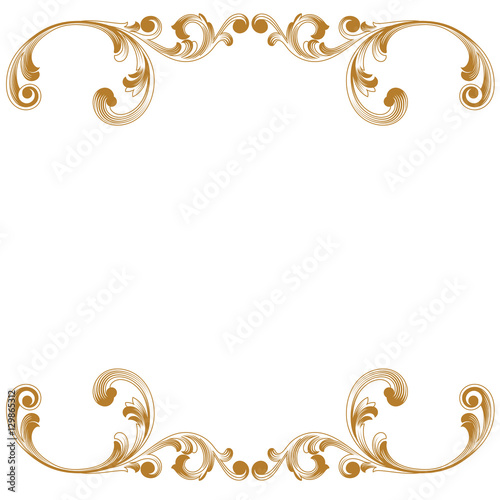 Golden vintage baroque ornament. Retro pattern antique style acanthus. Decorative design element filigree calligraphy vector.
