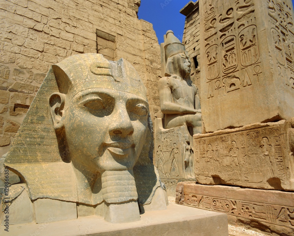 Statue of Ramses II and Obelisk, Luxor Temple, Luxor, Egypt Stock Photo ...