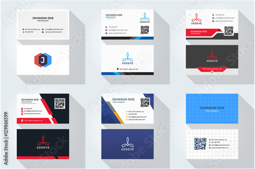 Corporate business card set with abstract logo 