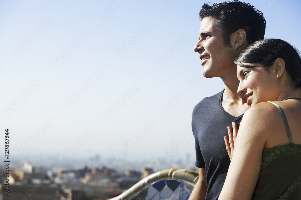 Romantic young couple enjoying view at Barcelona