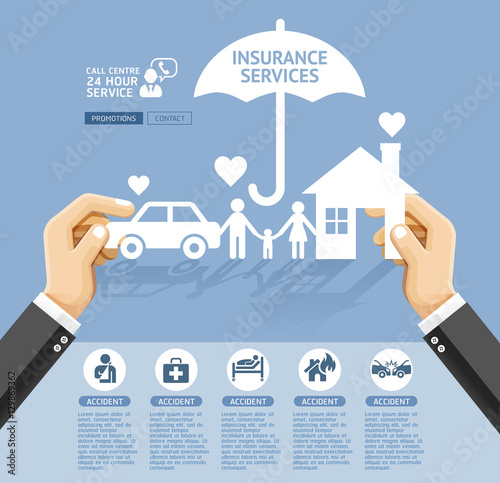 Insurance policy services conceptual design. Hand holding a pape