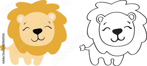 drawing of a cartoon cute toy lion - in color and line art Stock Vector | Adobe Stock drawing of a cartoon cute toy lion - in color and line art Stock Vector | Adobe Stock