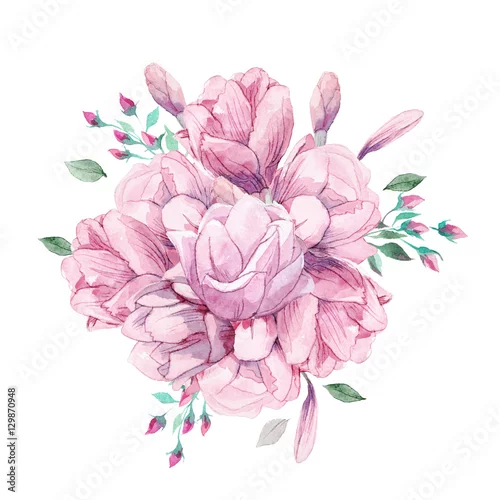 Naklejka na ścianę inna romantyczna kolekcja róż akwarela