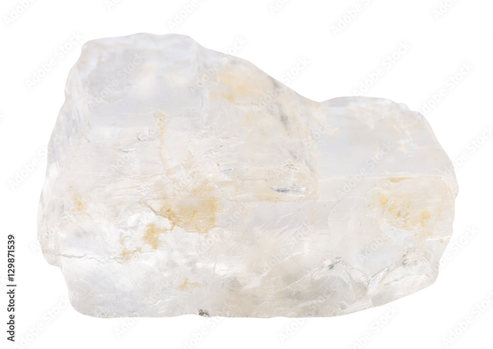 Petalite (castorite) stone isolated on white