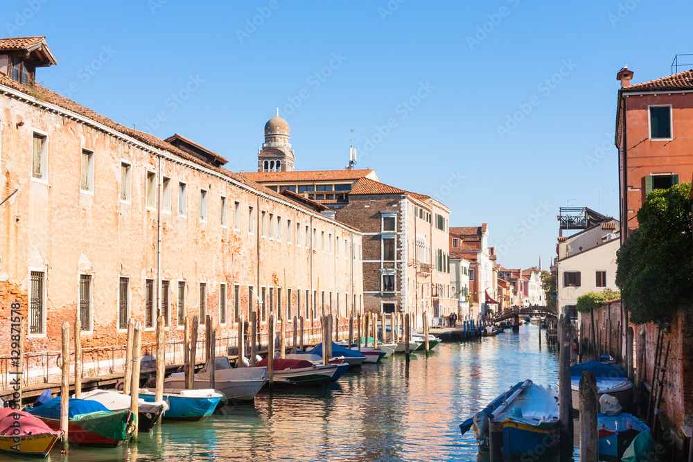canal and buildings in Cannaregio in Venice