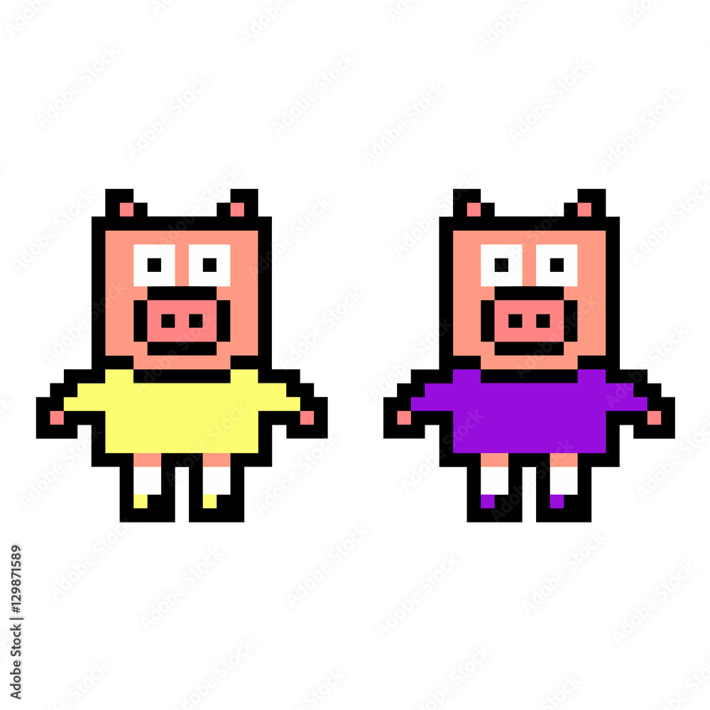 pixel art pigs Stock Vector | Adobe Stock