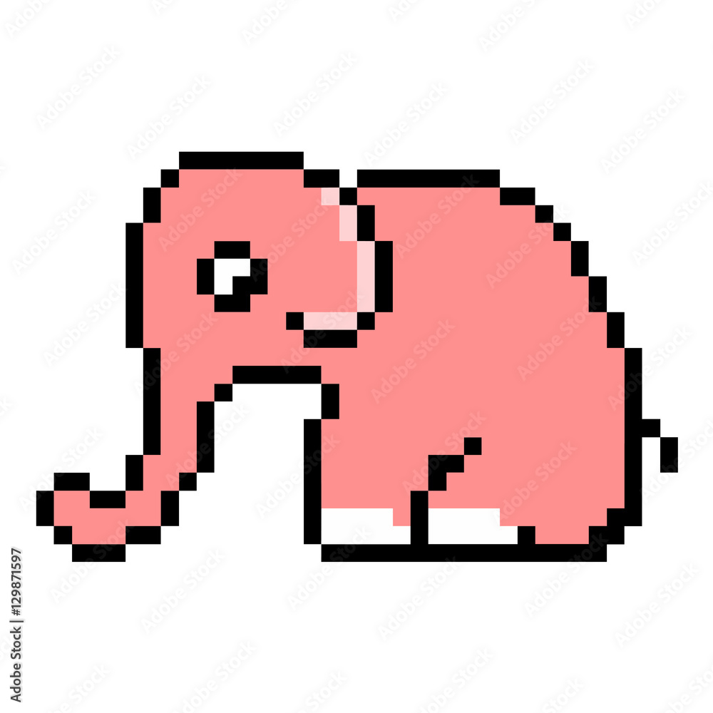 Fototapeta premium pixel art pink elephant