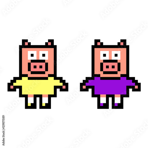 pixel art pigs