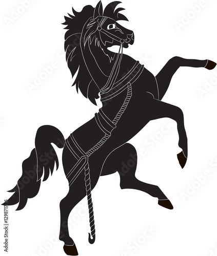 Silhouette of a rearing horse