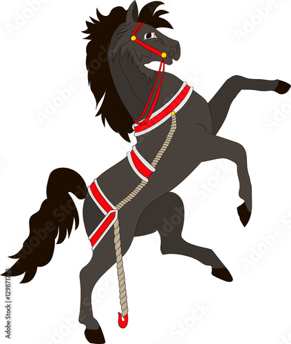 Silhouette of a rearing horse