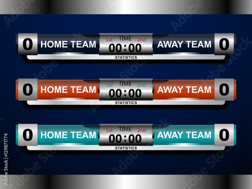 scoreboard elements design for football and soccer, vector illustration