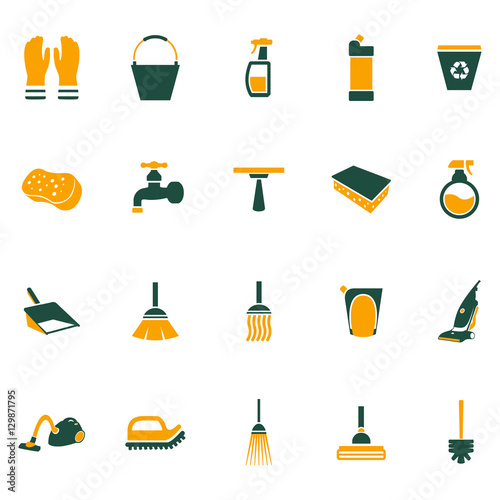 Simple Cleaning Sanitary Washing Tool Icon Collection