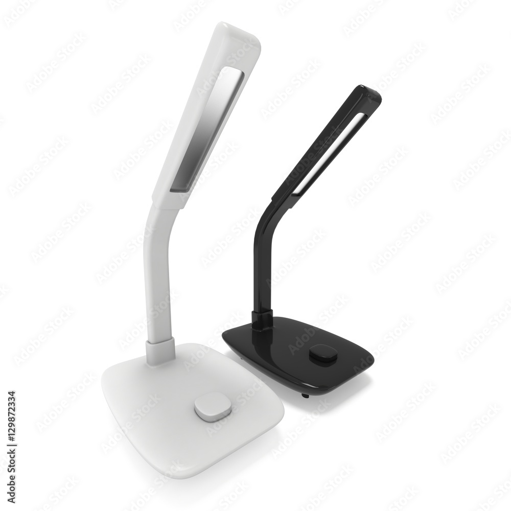 Led Sensor Desk Lamps. 3D render isolated on white background. Template for Object Presentation.