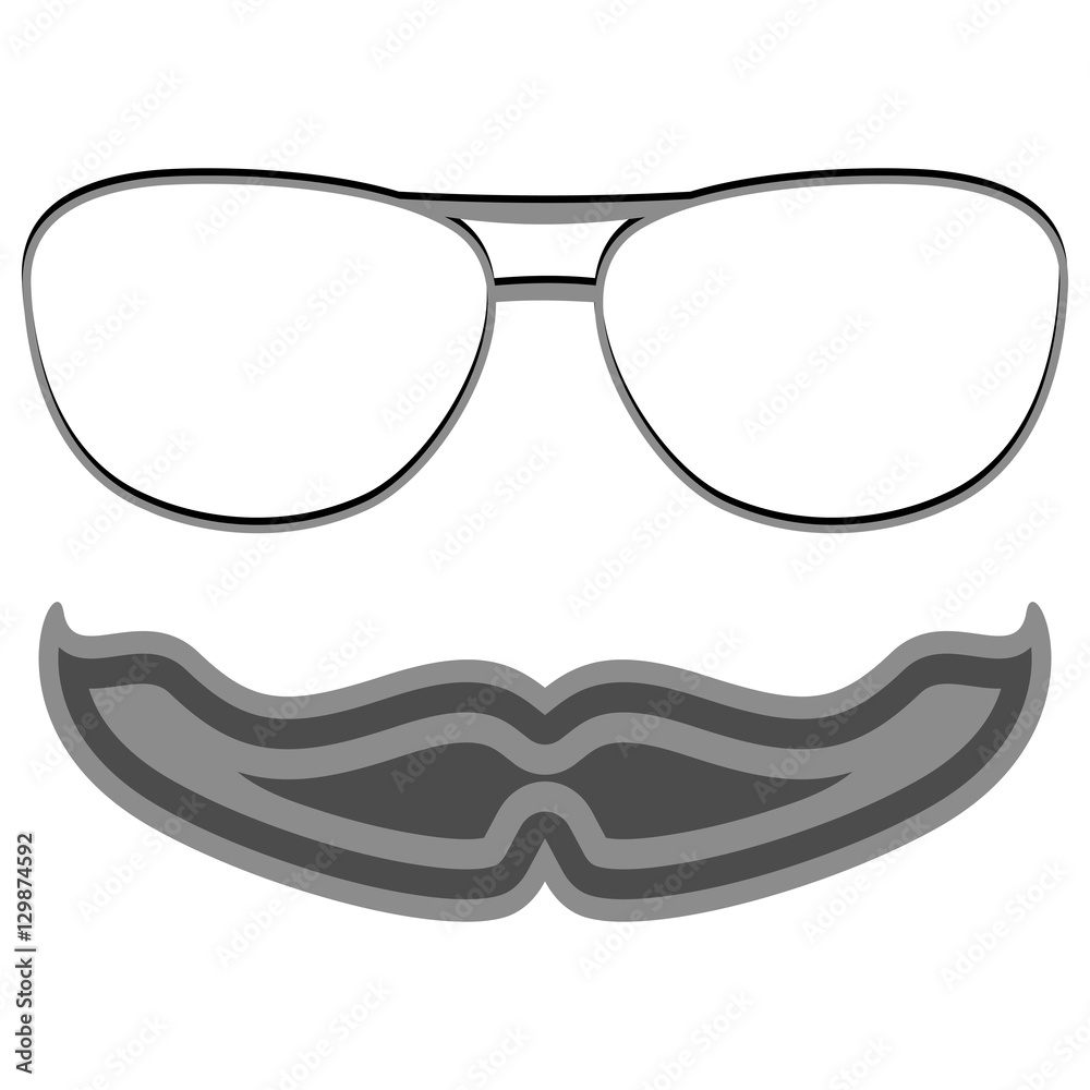 Hipster nerd glasses and stylish mustache isolated on white. Creative design template vector illustration Hipster nerd glasses and stylish mustache isolated on white. Creative design template vector illustration