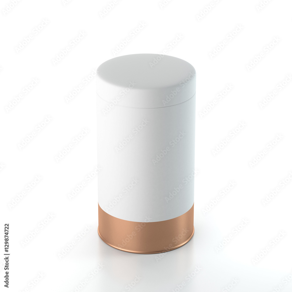Aluminum Tin can packaging Mockup for Tea, coffee, dry products, gift box. 3d rendering Aluminum Tin can packaging Mockup for Tea, coffee, dry products, gift box. 3d rendering