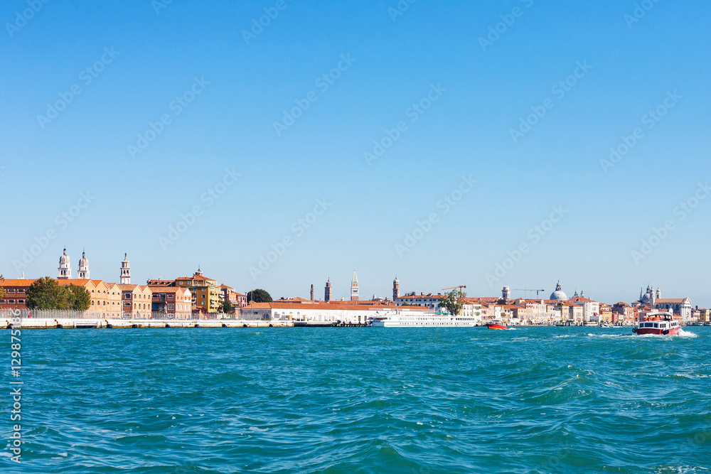 view of Venice city from giudecca canal