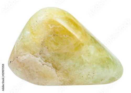 tumbled Datolite gemstone isolated on white