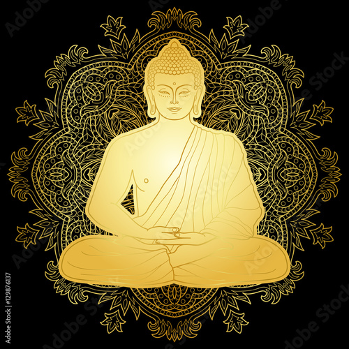 Seated meditating Gold Buddha