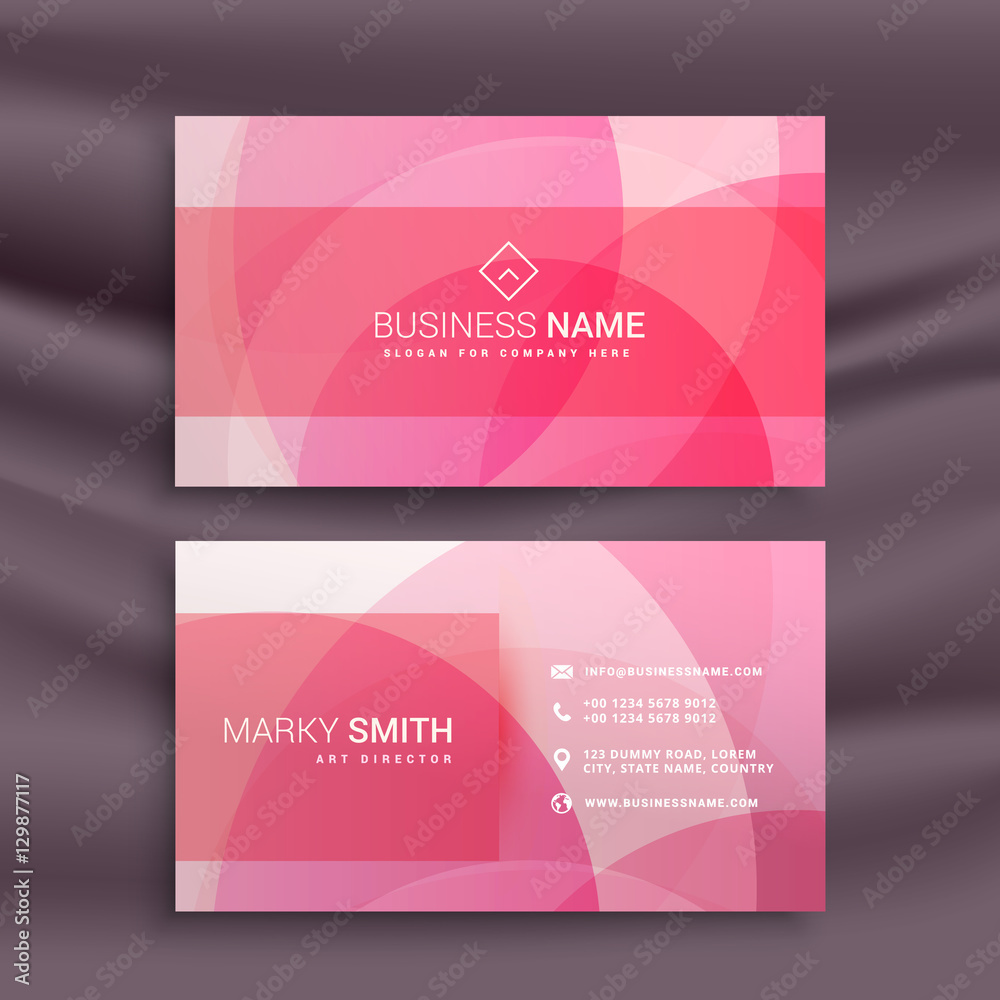 beautiful abstract pink shapes business card design