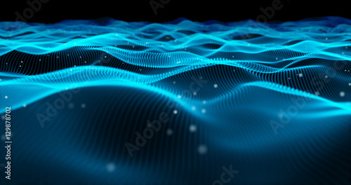 Blue particle wave with small particle