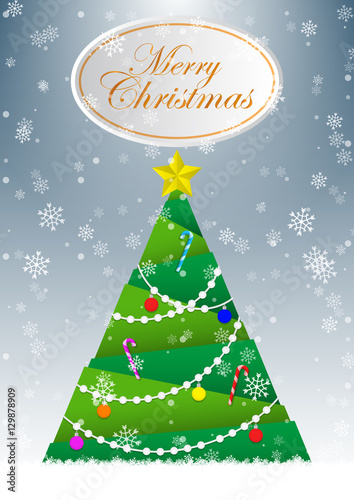 Christmas tree greeting card vector background