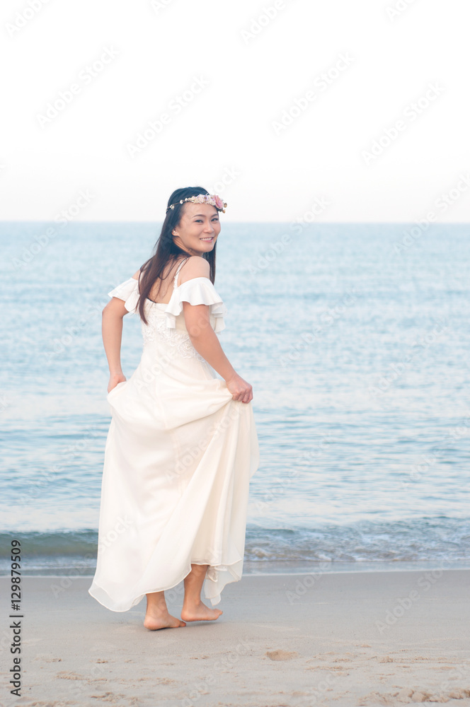 Outdoor Bride on the beach in the evening. Outdoor Bride on the beach in the evening.