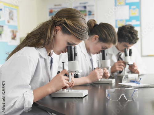 Group of students working at laboratory