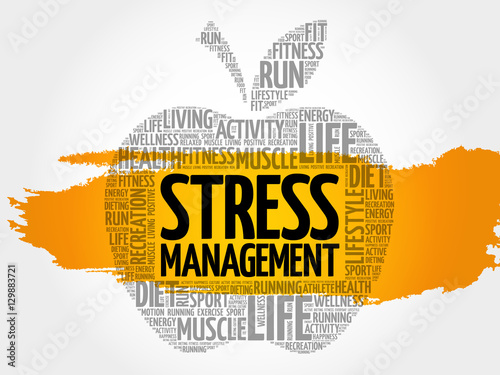Stress Management apple word cloud, health concept