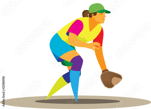 girl softball player is chasing the ball