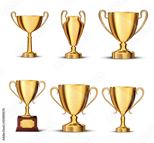 gold cup isolated on white background.