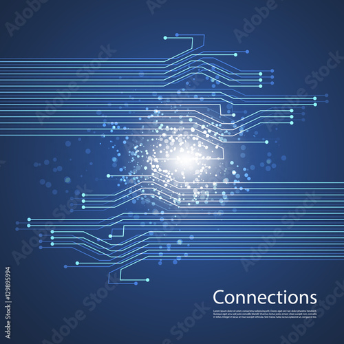 Connections, Networks - Blue Abstract Technology Background Design Template
