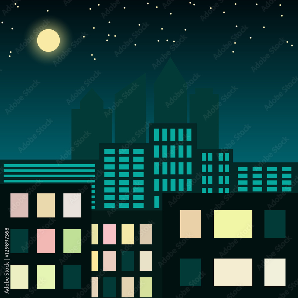 Plakat illustration of the city at night