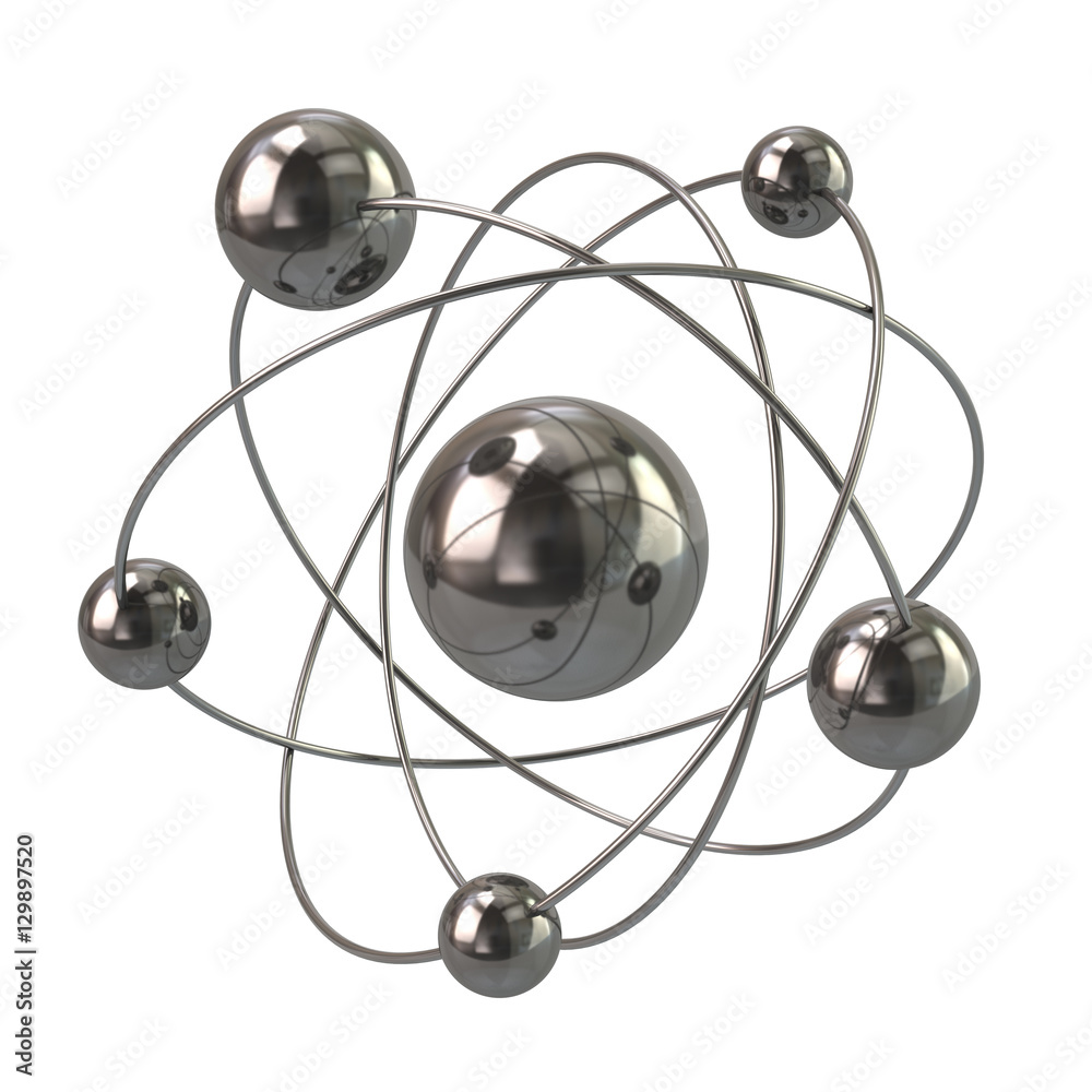 3d illustration of silver atom molecule icon 3d illustration of silver atom molecule icon