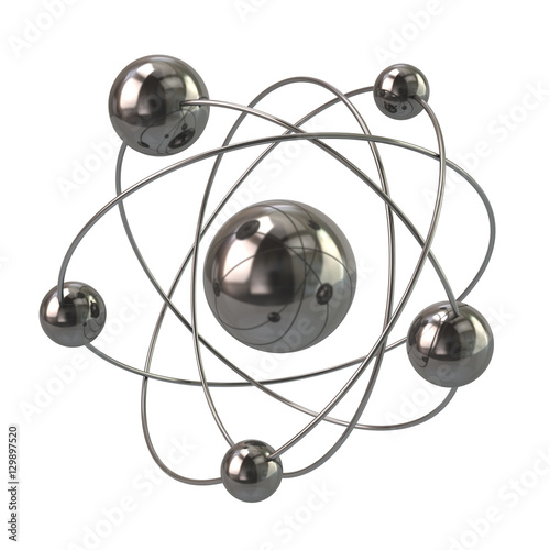 Fototapeta 3d illustration of silver atom molecule icon
