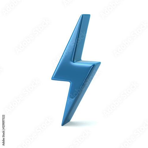 Blue thunderbolt icon 3d illustration